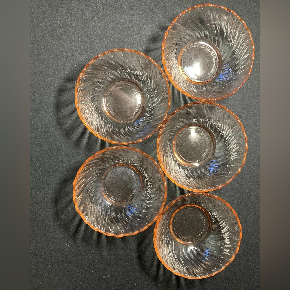 Arcoroc France Rosaline Pink Swirl Dessert Bowls Lot of 5